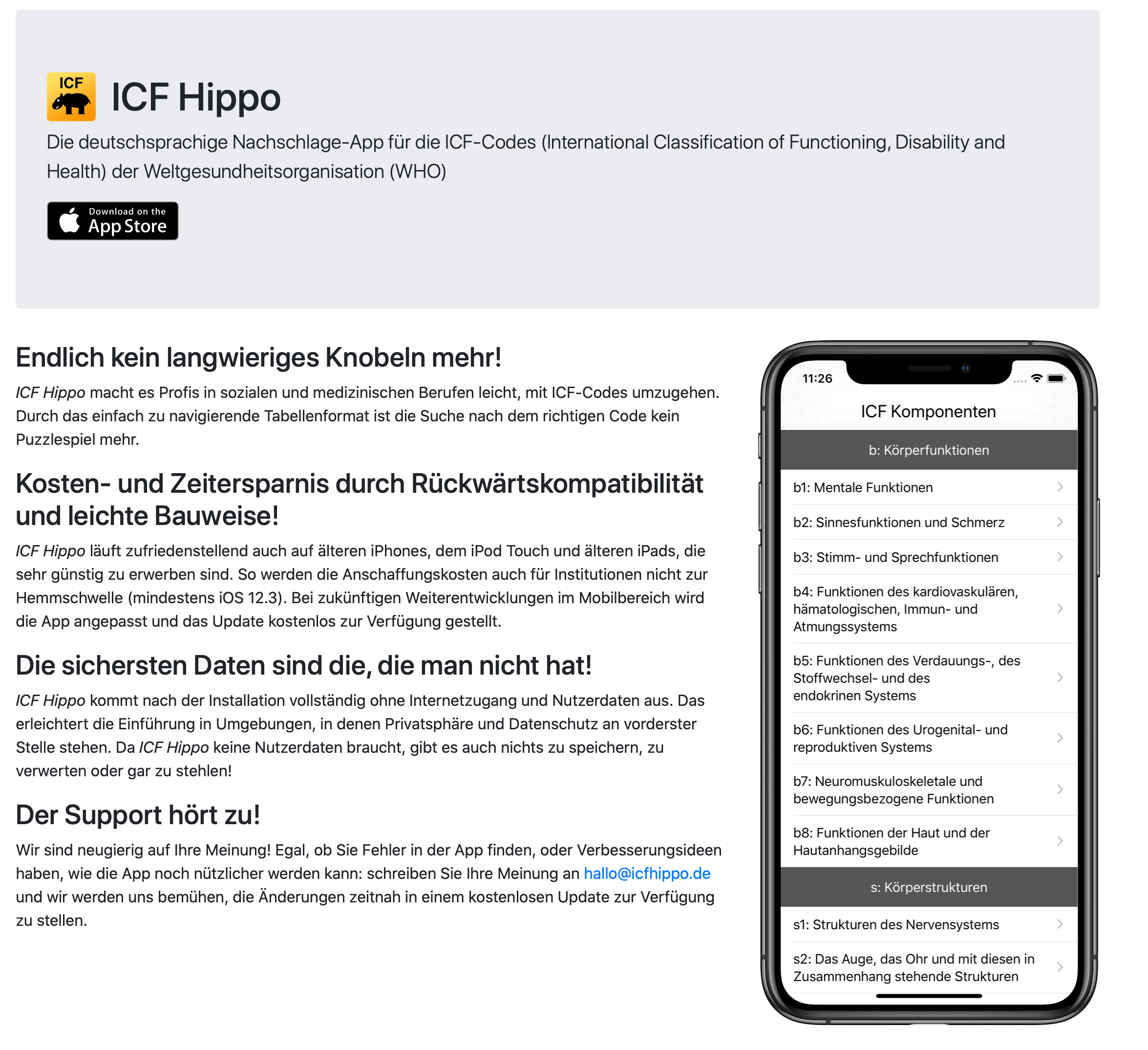 Screenshot der Website von ICF Hippo
